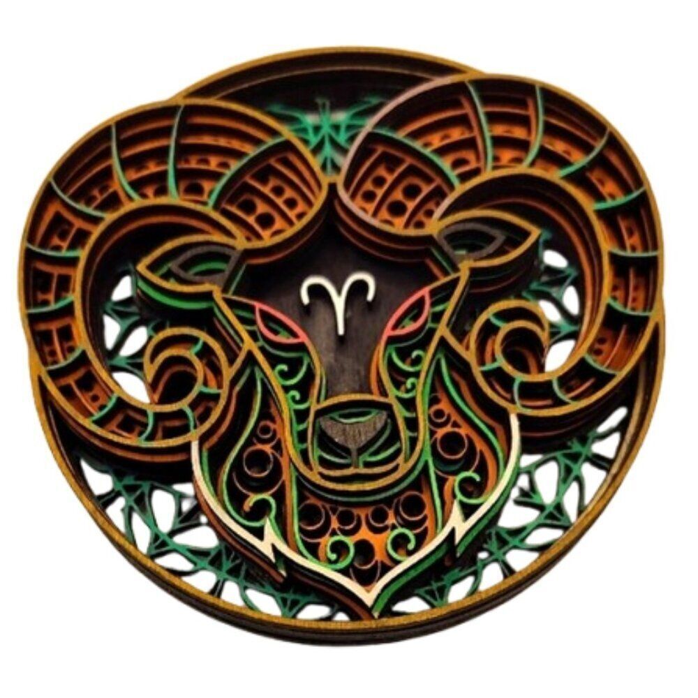 Aries Zodiac Sign Layered Design. Refrigerator magnet.